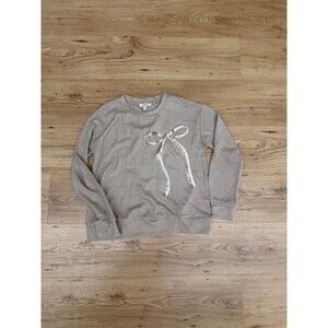 Como Blu Taupe Sequin Bow Sweatshirt